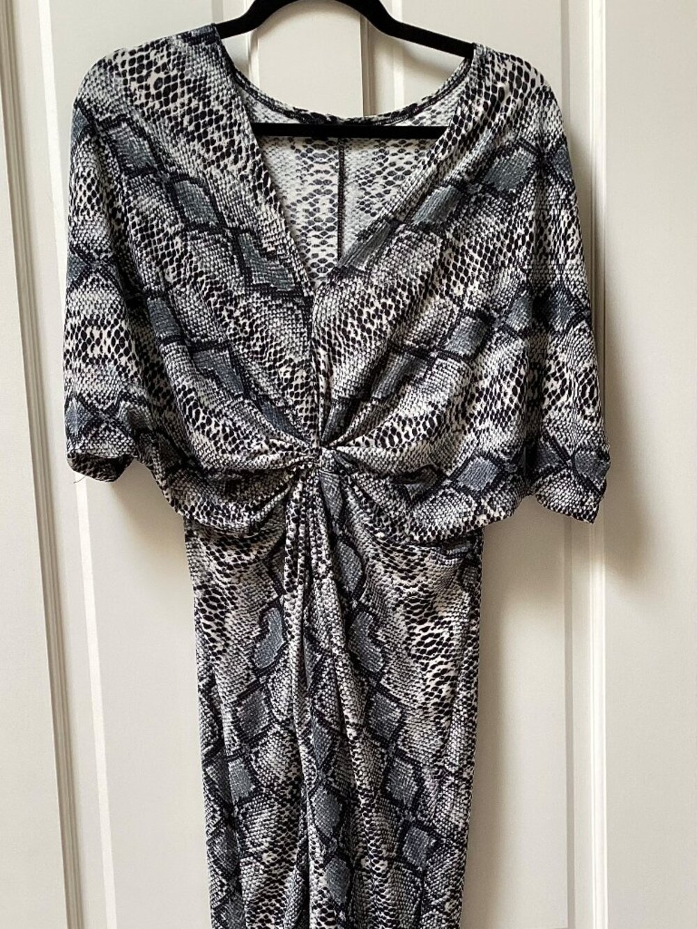 Shein Snake Print Midi Dress in Black and Gray, Size Large